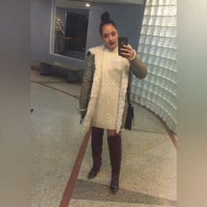 Zara Cream Teddy Jacket with Faux Shearling Lining